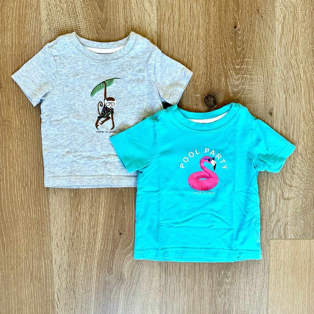 2 Janie & Jack graphic tees, size 12-18